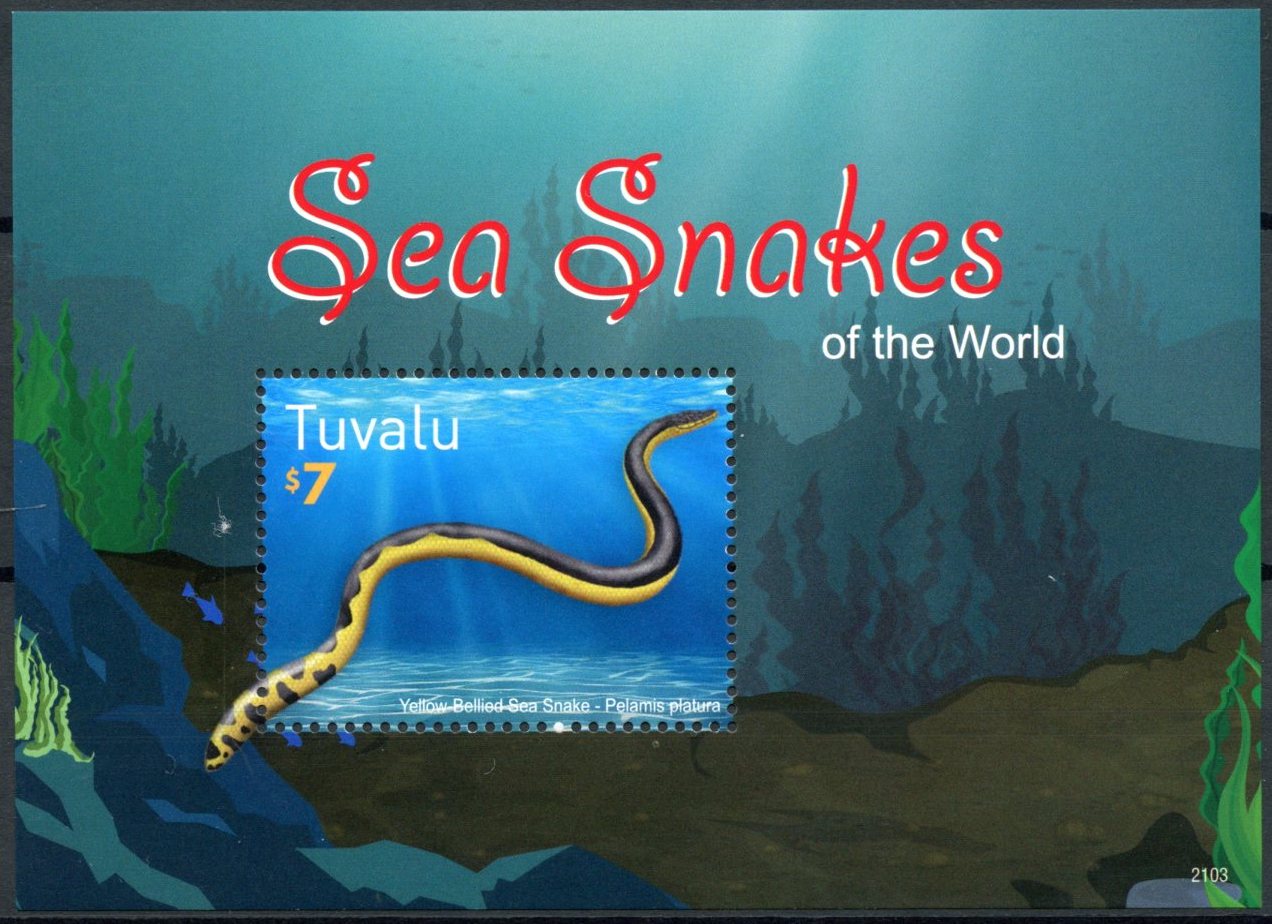 Tuvalu 2021 MNH Reptiles Stamps Sea Snakes of World Yellow-Bellied Sea Snake 1v S/S