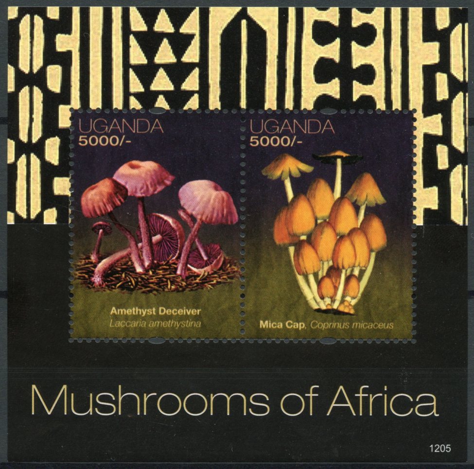 Uganda 2012 MNH Mushrooms of Africa 2v S/S Mica Cap Fungi Stamps