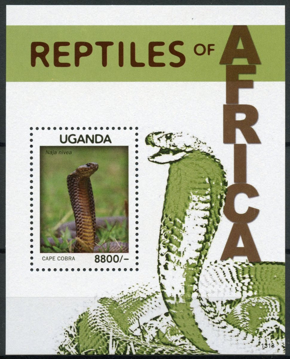 Uganda 2013 MNH Reptiles of Africa 1v S/S Snakes Cape Cobra Naja Nivea