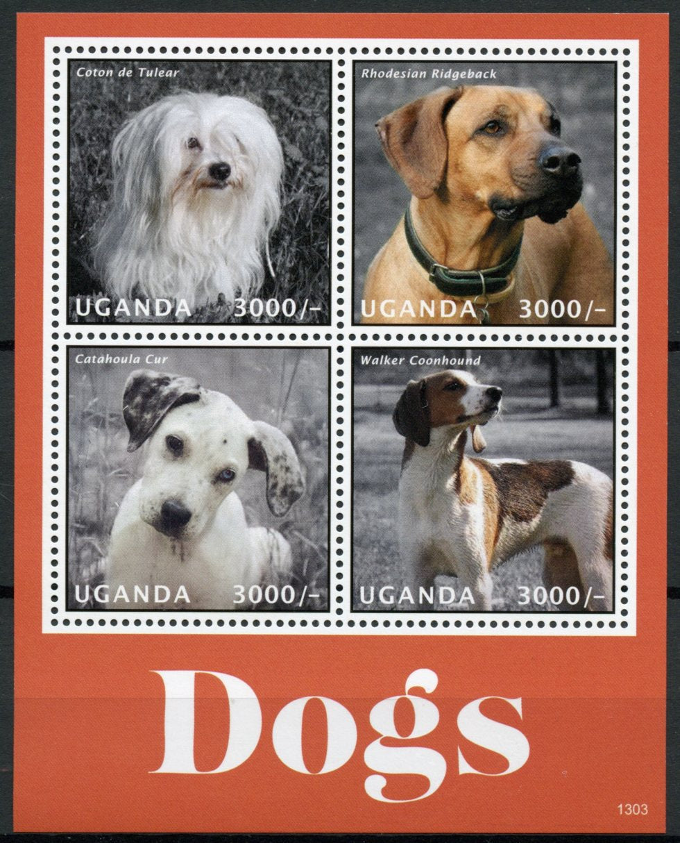 Uganda 2013 MNH Dogs II 4v M/S Pets Coton de Tulear Ridgeback Walker Coonhound