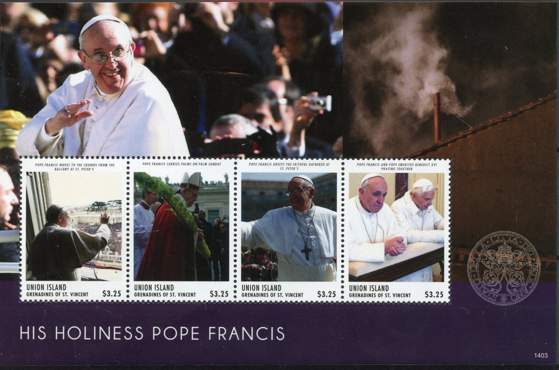 Union Island Grenadines St Vincent 2014 MNH His Holiness Pope Francis 4v M/S