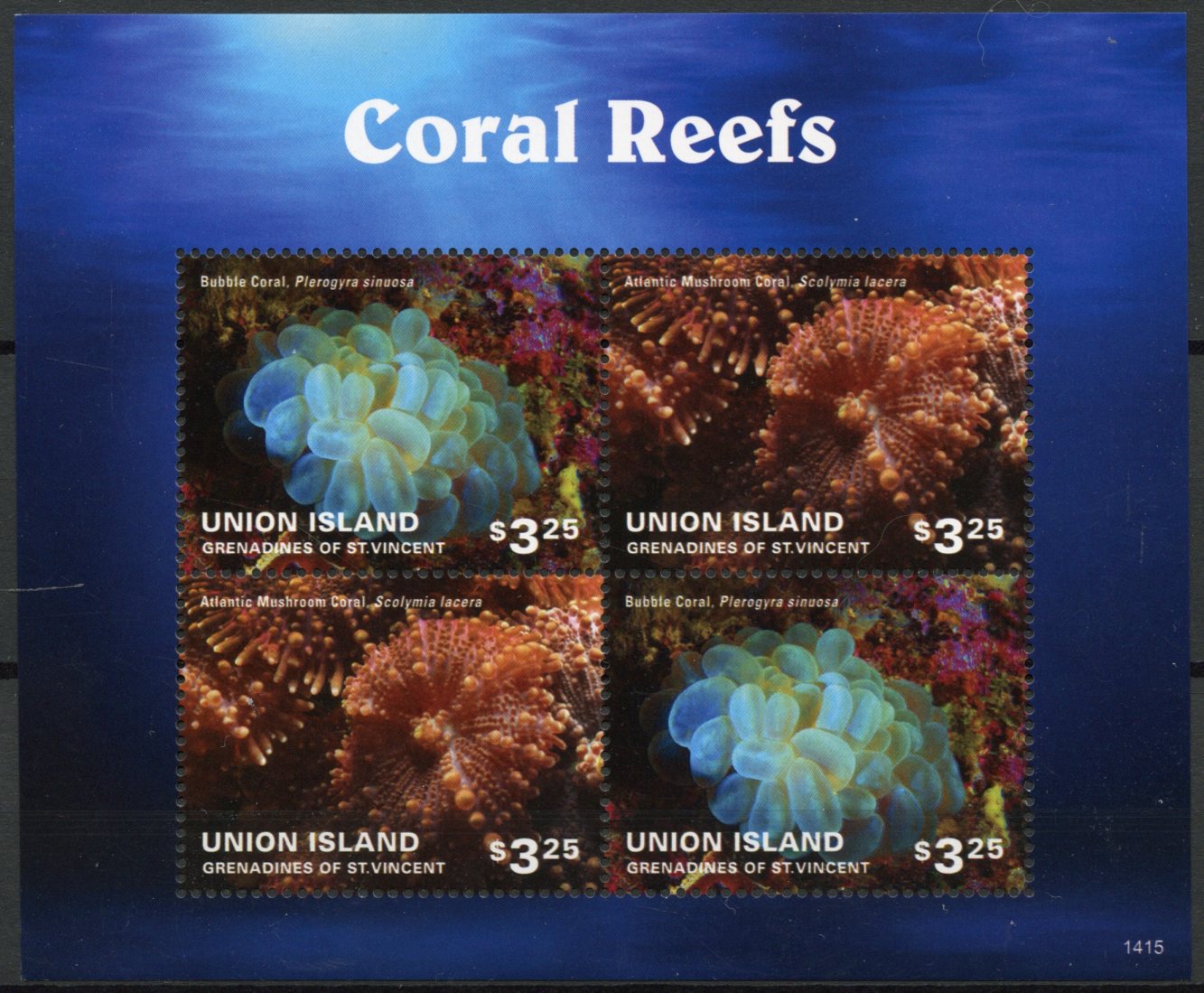 Union Island Grenadines St Vincent 2014 MNH Coral Reefs 4v M/S Marine Atlantic