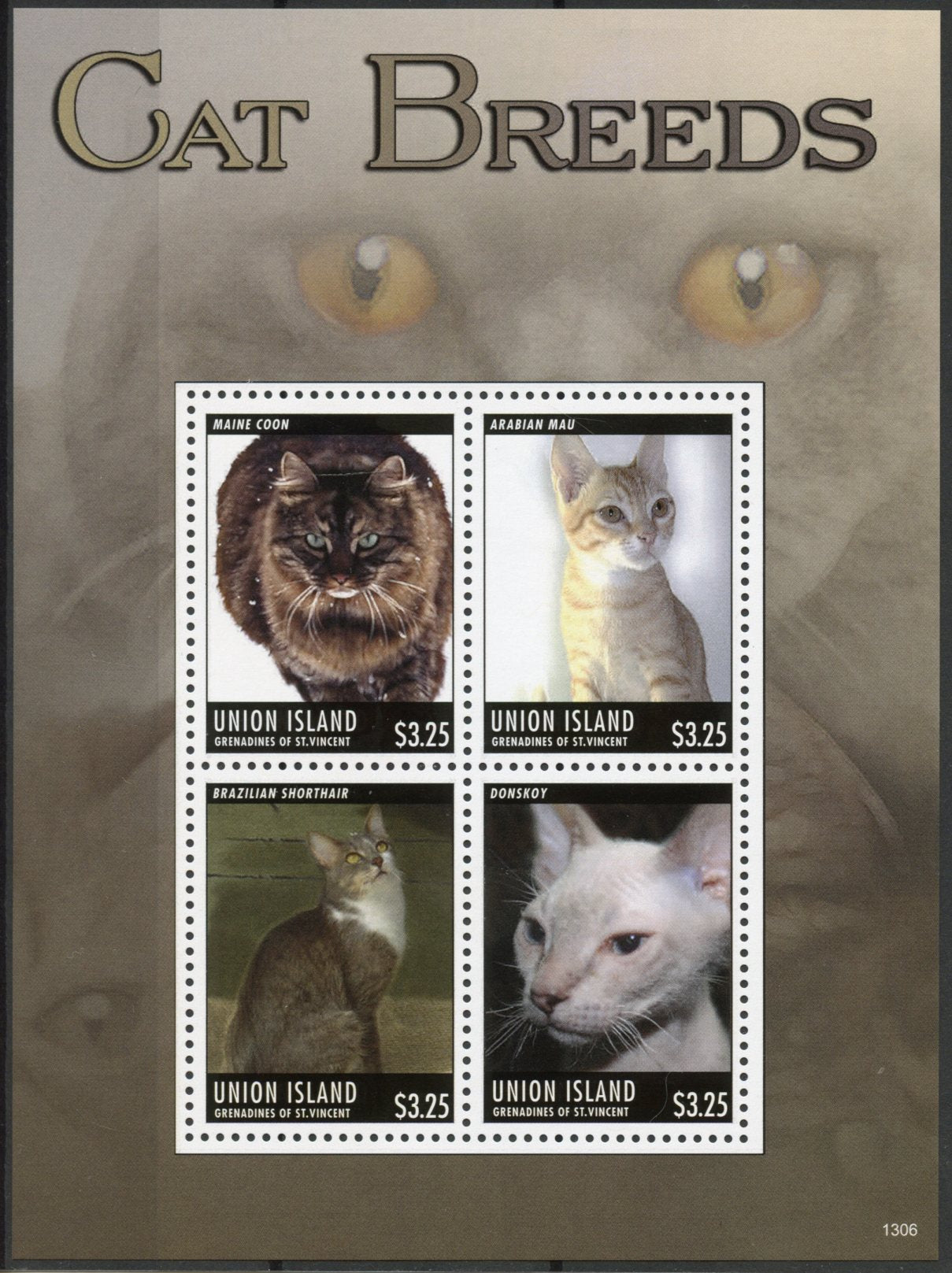 Union Island Gren St Vincent 2013 MNH Cat Breeds I 4v M/S Pets Donskoy Stamps