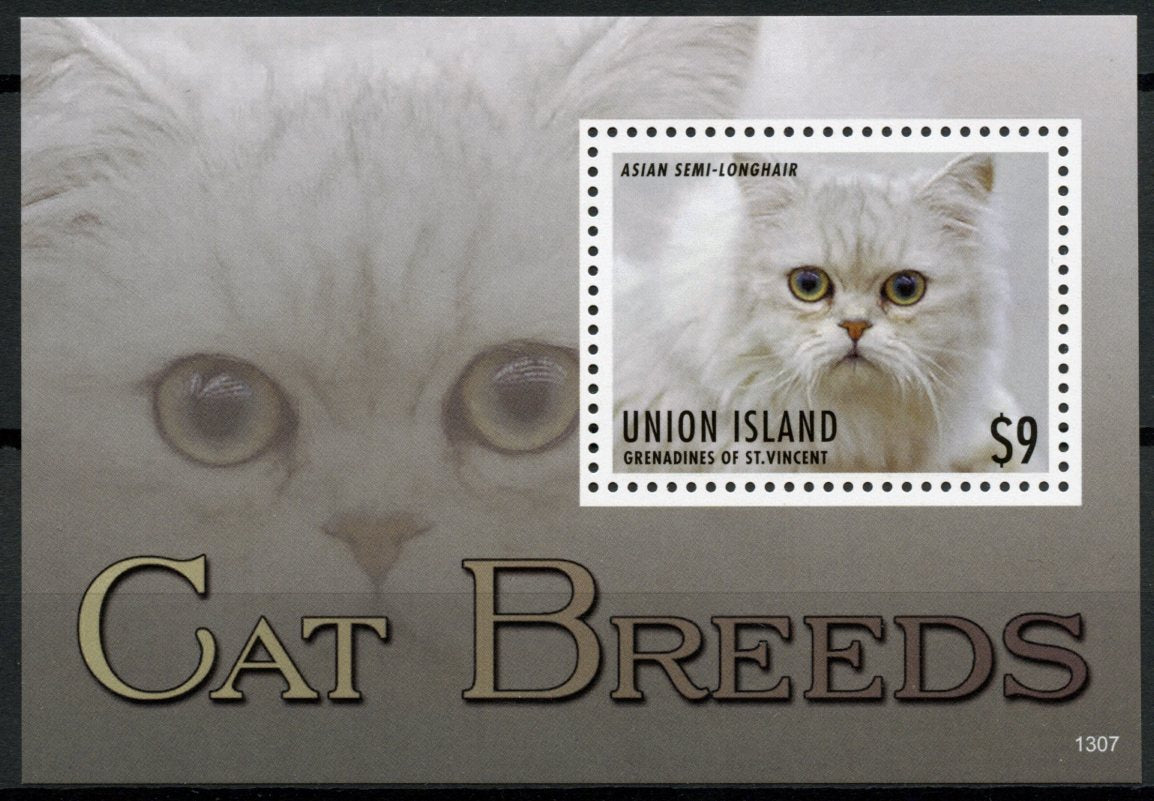 Union Island Grenadines St Vincent 2013 MNH Cat Breeds II 1v S/S Pets Stamps