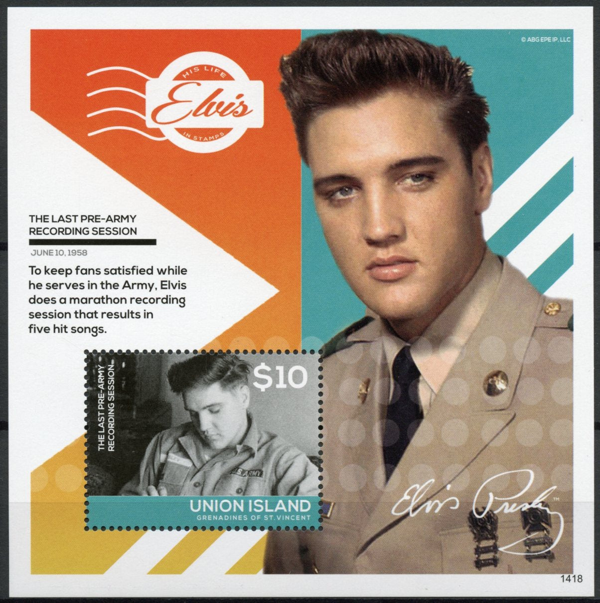 Union Island Gren St Vincent 2014 MNH Elvis Presley Pre Army 1v S/S I Stamps